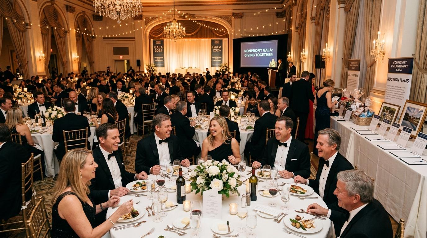 Elegant nonprofit gala fundraising dinner